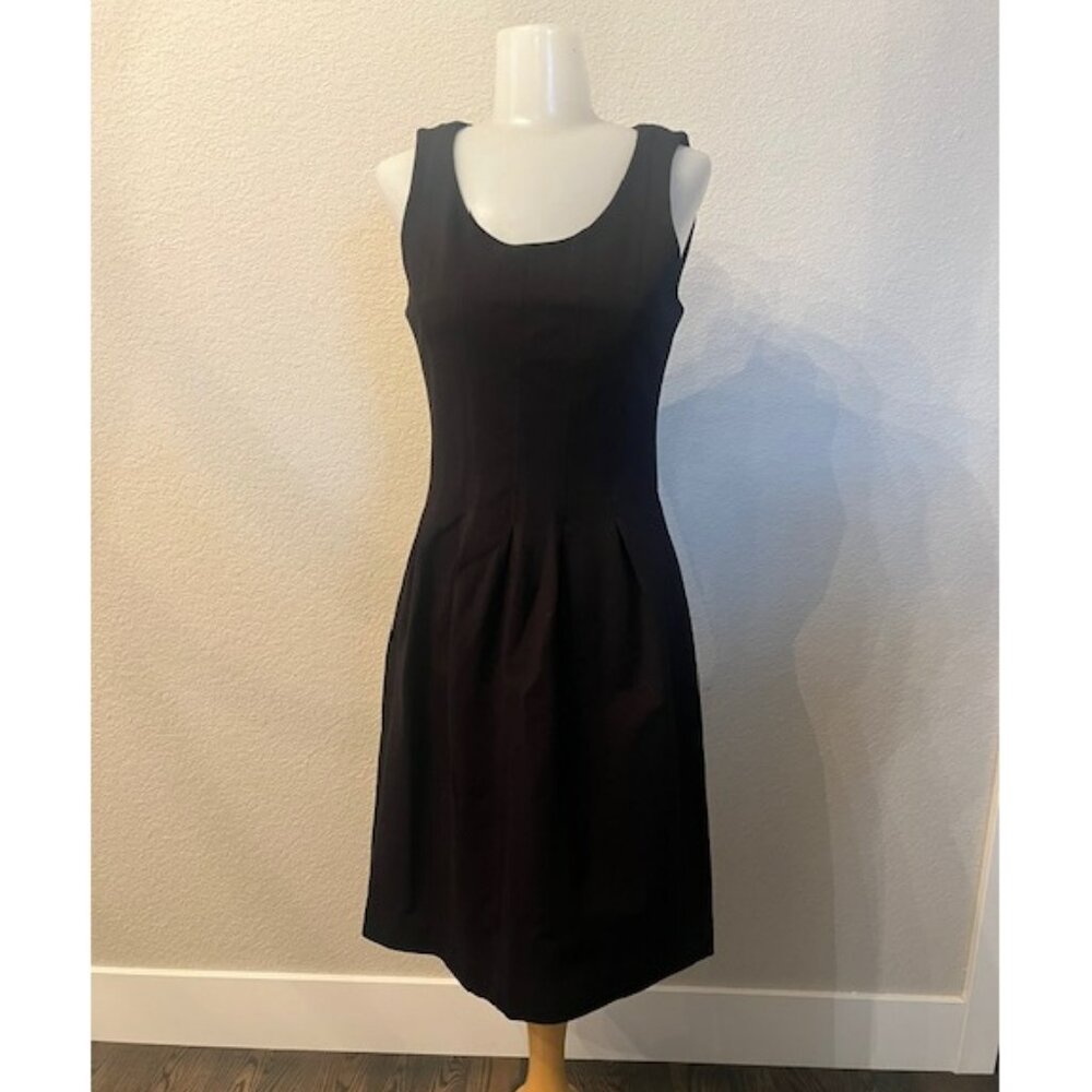 J Crew Black Pleated Flare Sleeveless Stretch Ponte